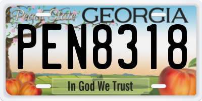 GA license plate PEN8318