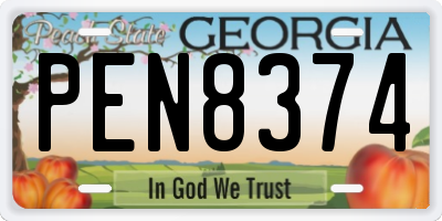 GA license plate PEN8374