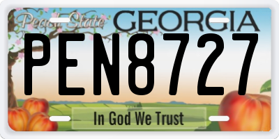 GA license plate PEN8727