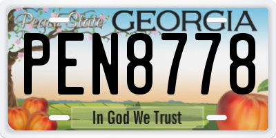 GA license plate PEN8778