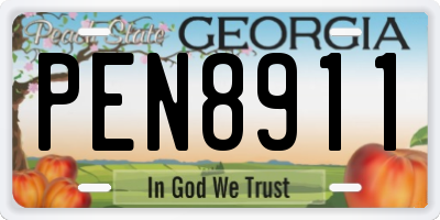 GA license plate PEN8911