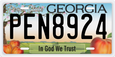 GA license plate PEN8924