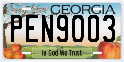 GA license plate PEN9003
