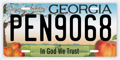 GA license plate PEN9068