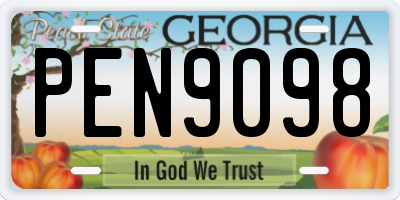 GA license plate PEN9098