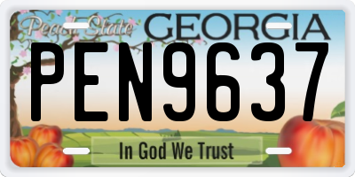 GA license plate PEN9637