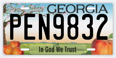 GA license plate PEN9832