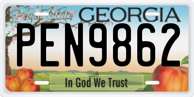 GA license plate PEN9862