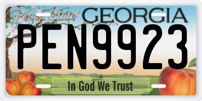 GA license plate PEN9923