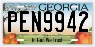 GA license plate PEN9942