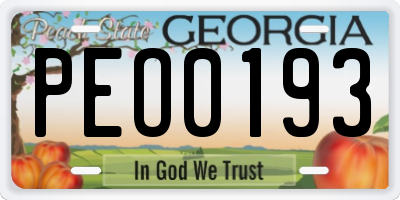 GA license plate PEO0193