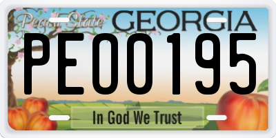 GA license plate PEO0195