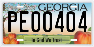GA license plate PEO0404