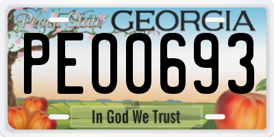 GA license plate PEO0693