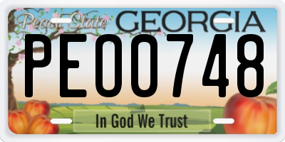 GA license plate PEO0748