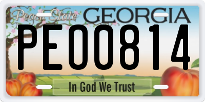 GA license plate PEO0814