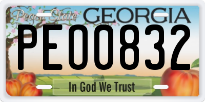 GA license plate PEO0832