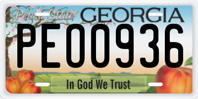 GA license plate PEO0936