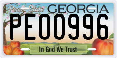 GA license plate PEO0996