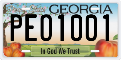 GA license plate PEO1001