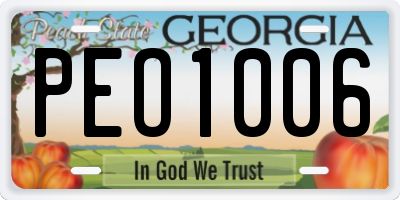 GA license plate PEO1006
