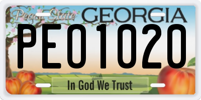 GA license plate PEO1020