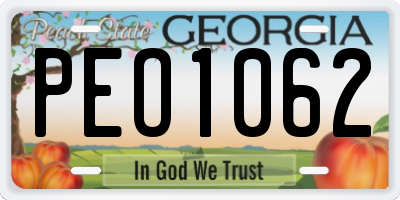 GA license plate PEO1062