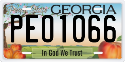 GA license plate PEO1066