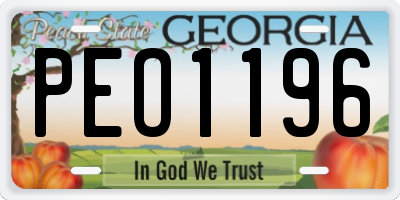 GA license plate PEO1196