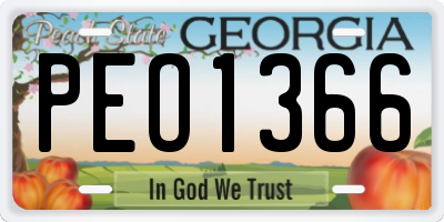 GA license plate PEO1366