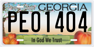 GA license plate PEO1404
