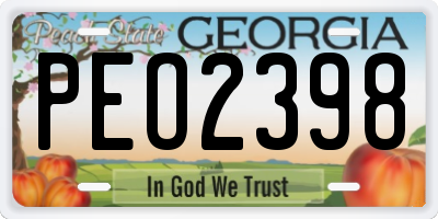 GA license plate PEO2398