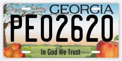 GA license plate PEO2620