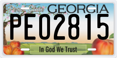 GA license plate PEO2815