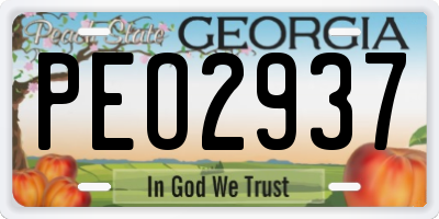 GA license plate PEO2937