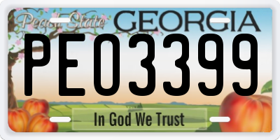 GA license plate PEO3399