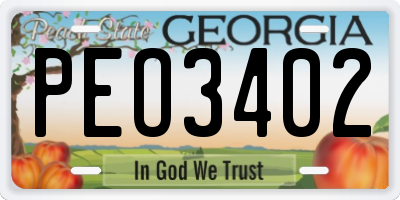 GA license plate PEO3402