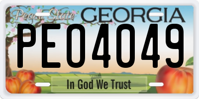 GA license plate PEO4049