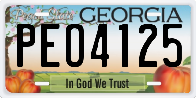 GA license plate PEO4125