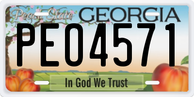 GA license plate PEO4571