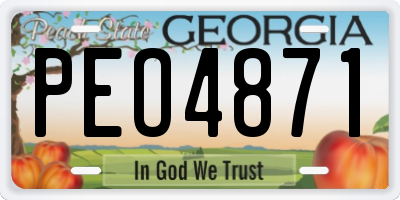 GA license plate PEO4871