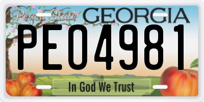 GA license plate PEO4981