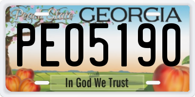 GA license plate PEO5190