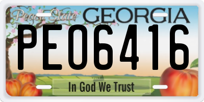 GA license plate PEO6416