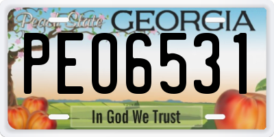 GA license plate PEO6531