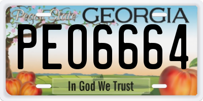 GA license plate PEO6664