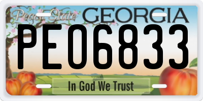 GA license plate PEO6833