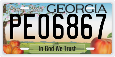 GA license plate PEO6867