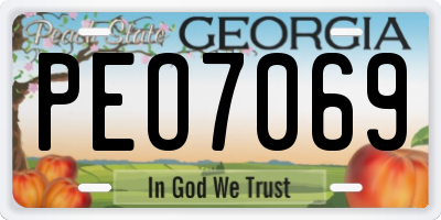 GA license plate PEO7069