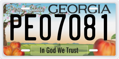 GA license plate PEO7081